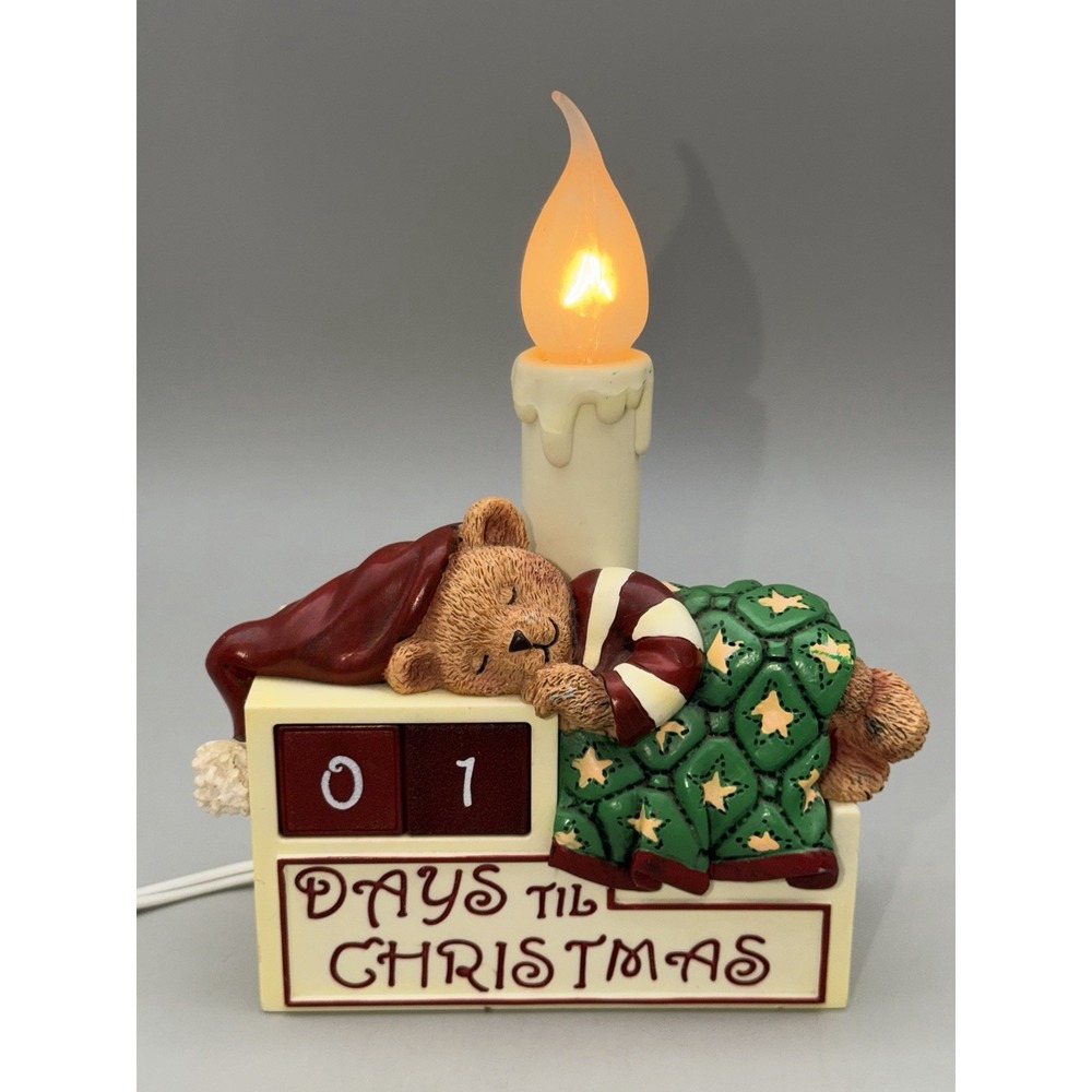 Avon Advent Countdown To Christmas Sleeping Bear Night Light Blocks Works